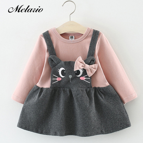 Melario Baby Girls Dresses Autumn Baby Girls Clothes Casual Cartoon Knit Kids Princess Dress Cotton Newborn Kids Clothing ► Photo 1/6