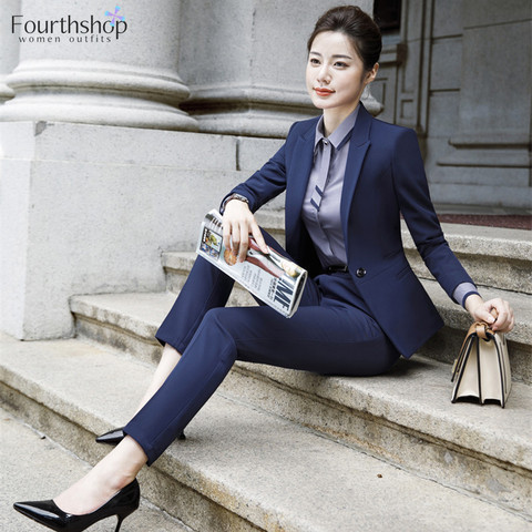 business Lady Uniform formal pant suits female 2 piece office set women suits trouser suits plus size Work Wear 2022 autumn 4XL ► Photo 1/6