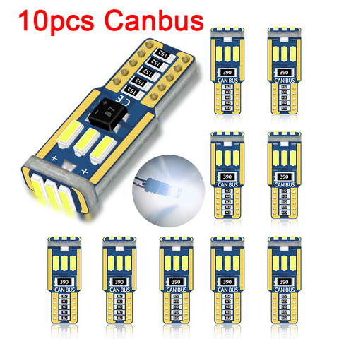 10pc T10 Led Canbus W5W Led Bulb Car Interior Light 9led 4014smd 194 168 No Error Reading Dome Light Instrument Plate Lamp 6000K ► Photo 1/6