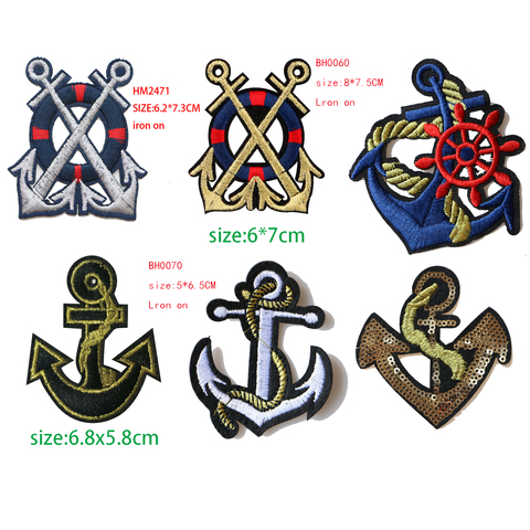 Cartoon Decorative Patch Anchor Sequins icon Embroidered Applique Patches For DIY Iron on Badges Stickers on clothes,backpack ► Photo 1/6