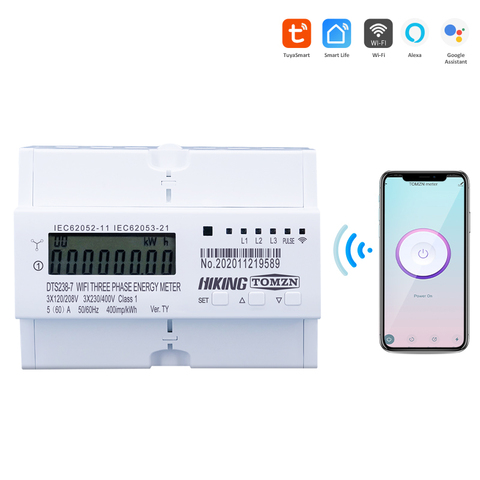 WIFI Smart TUYA 3P 4 wire Energy Meter 3*120V 3*220V 3*230V 50/60Hz timer Power Consumption Monitor kWh Meter Wattmeter ► Photo 1/1