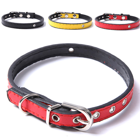 New Fashion Pet Dog Collar High Quality PU Leather Solid Soft Colorful Neck Strap Adjustable Small Medium Large Dogs Cats Collar ► Photo 1/6