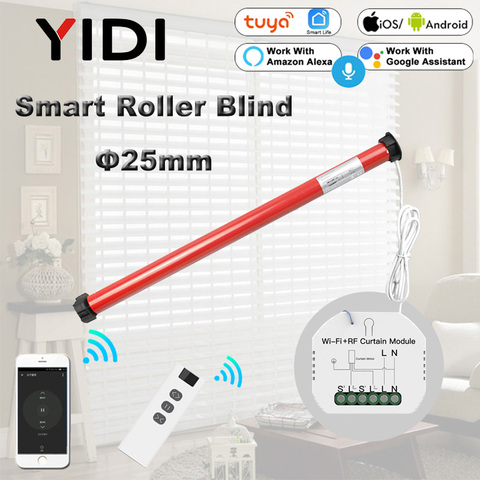 25mm Smart Tubular Motor Electric Roller Blinds Shutter Curtain Motor 38mm Tube Tuya Wifi RF Curtain Switch Moudle Alexa Google ► Photo 1/6