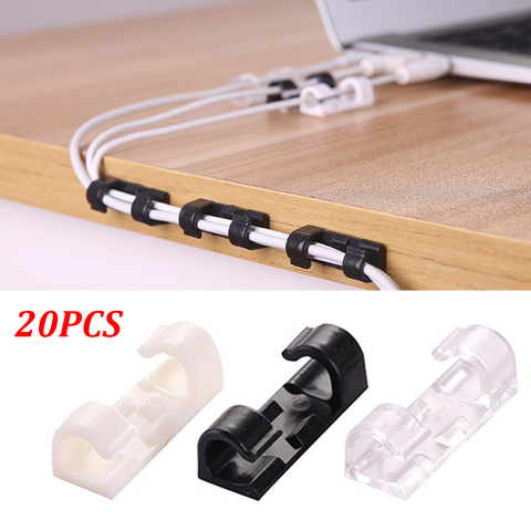 20Pcs New Self-Adhesive Cable Organizer Cord Winder Management Clips Data Telephone Line Wire Holder Desktop Organization ► Photo 1/6