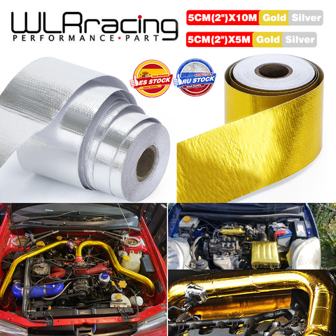A Gold 2'' Thermal exhaust Tape Air Intake Heat Insulation Shield Wrap Reflective Heat Barrier Self Adhesive Engine 2 Inch 5/10M ► Photo 1/6