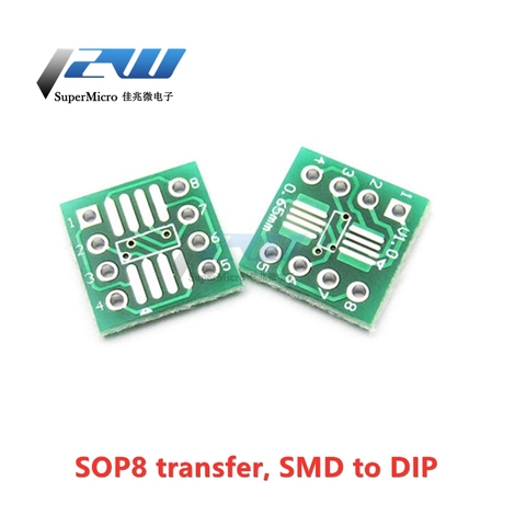 10 SOP8 to DIP8/Sop8 SMD to DIP adapter board/SOIC8 to DIP8 so8/tssop8/soic8/sop8/dip8 to dip8 female IC adapters without pins ► Photo 1/5