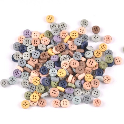 100pcs 9mm/10mm Mixed Wooden decorative Buttons For Sewing clothing Scrapbooking Crafts home decor MT2519 ► Photo 1/6