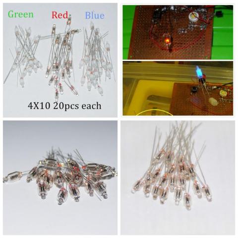 20pcs Neon Bulb Indicator Lamps 4mm Red Green Blue Neon Light Sign 4X10 Resistance Neon-Light ► Photo 1/6
