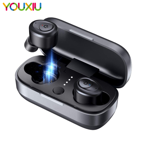 TWS wireless earbuds Bluetooth 5.0 True headset waterproof with Charging Box and Mic Hi-Fi Stereo Sound Bilateral for iPhone ► Photo 1/6