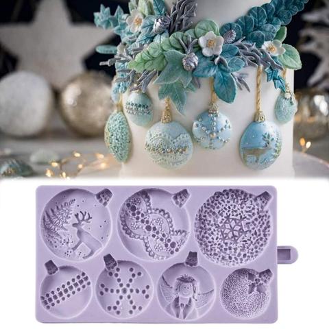 Christmas Baubles Silicone Fondant Mould Cake Decorating Tools Chocolate Gumpaste Molds, Sugarcraft, Kitchen Gadget ► Photo 1/3