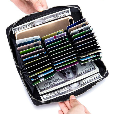 Split leather wallet passport RFID long large capacity organ mobile phone  multi function unisex card holder  cards wallet ► Photo 1/5