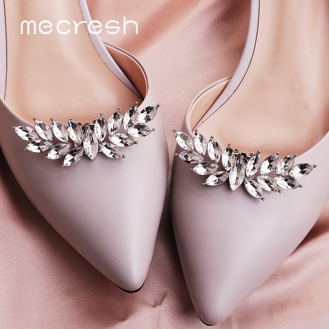 Mecresh 2pcs/lot Cute Leaf Shape Crystal Bride High Heels Clips Horse Eyes Bridal Wedding Shoes Buckle Women Accessories MXK005 ► Photo 1/5