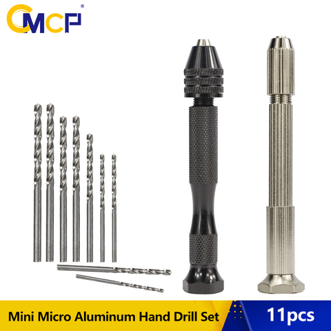 11pcs Mini Micro Aluminum Hand Drill With Keyless Chuck HSS Twist Drill Bit Woodworking Drilling Rotary Tools Hand Drill Manual ► Photo 1/6