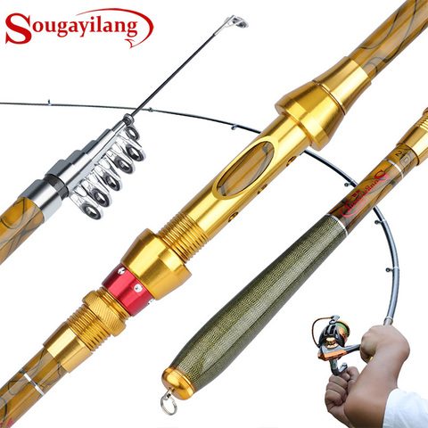 Sougayilang 1.8-3.6M Top Quality Telescopic Fishing Rod M Power Carbon Fiber Pole Spinning Travel Rod Carp Fishing Tackle Pesca ► Photo 1/6