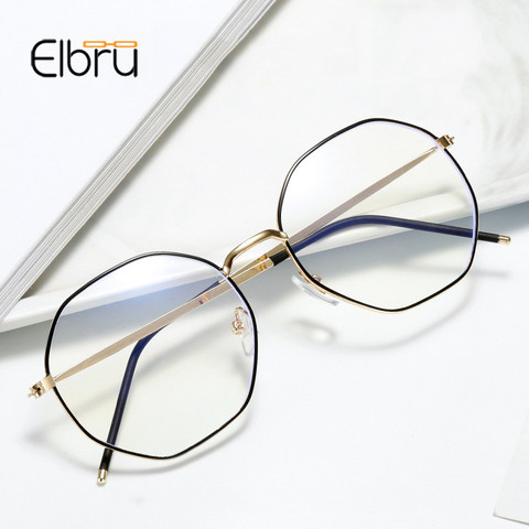 Elbru Anti-blue Light Metal Eyeglasses Frame Women Men Clear Lens Glasses Fake Glasses Irregular Optical Glasses Frame ► Photo 1/6