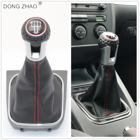 For VW Golf 6 A6 MK6 GTI GTD R20 2009 2010 2011 2012 2013 Car 6 Speed Car Gear Stick Level Shift Knob With Leather Boot ► Photo 1/6