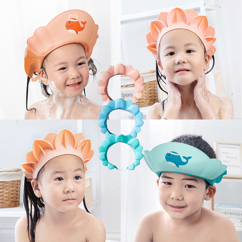 Cute Baby Bath Hat Adjustable Kids Shower Protect Eye Waterproof Splash Guard Hair Wash Shield For Infant Shampoo Cap ► Photo 1/1