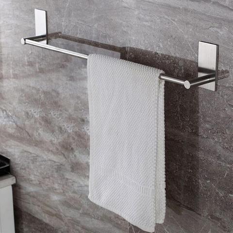 HOT SALES！！！Bathroom Stainless Steel Wall Mount Adhesive Towel Rack Clothes Holder Hanger Wholesale Dropshipping ► Photo 1/6
