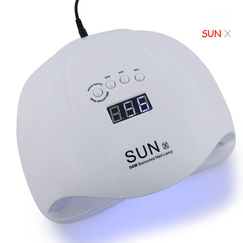 SUN X5 plus 54W Nail Dryer Machine UV LED Lamp for Nails Gel Polish Curing Lamp with Bottom 30/60/99s Timer LCD Display Manicure ► Photo 1/6