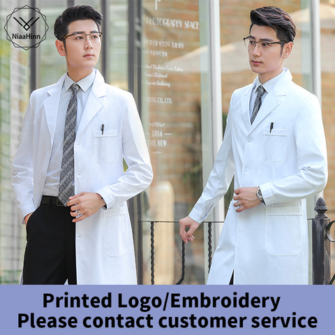 New White Long Sleeve Pet Shop Coat Men Short Sleeve Robe Monochrome Frosted Coat Lab Uniform Health Workwears Scrubs Uniform ► Photo 1/6