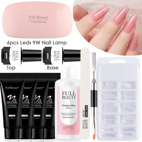 Poly Gel Nail Extension Kit UV Gel Polish with Nail Lamp Nail Tool False  Nail