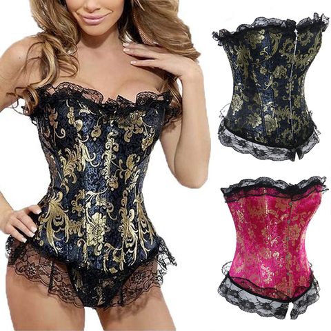 Womens Sexy Corsets Gothic Bustier Vintage Plus Size Halloween Corselet Boned Retro Tops Burlesque Woman Tummy Slimming Sheath ► Photo 1/6
