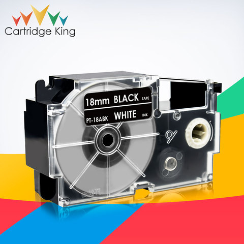 Label Tape 18mm XR-18ABK White on Black Strong Adhesive Compatible Tapes for Casio KL-1500 KL-2000 KL-7000 KL-780 Typewriter ► Photo 1/6
