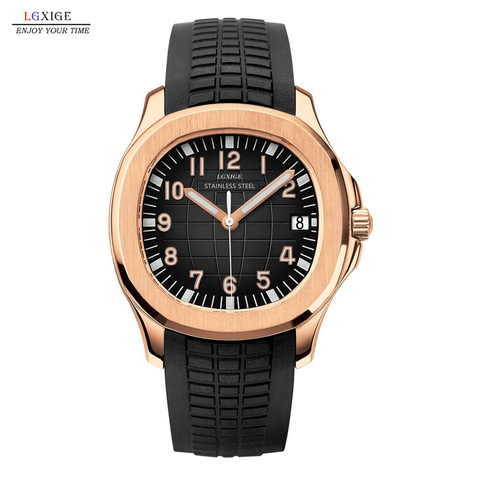 Top Brand Luxury Business Watch Men LGXIGE Watches Men's Quartz Rubber Wristwatch Luminous Hands Clock Male ► Photo 1/6