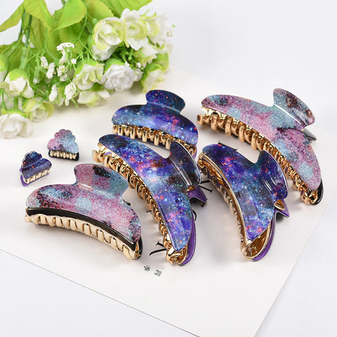 Fashion Large acrylic hair clips Simple star glitter powder ponytail clips Hairpins Barrettes Headband Hair Accessories ► Photo 1/6