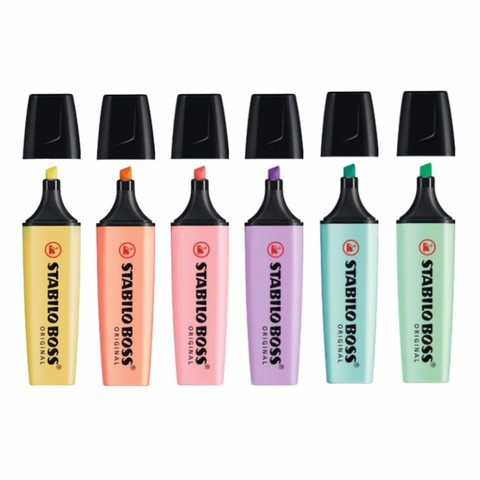 STABILO BOSS ORIGINAL Pastel Highlighter Pens and Text Markers STABILO Anti-Dry-Out technology: 4 hours dry-out protection for ► Photo 1/6