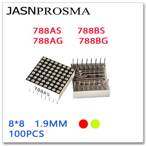 JASNPROSMA 8X8 1.9MM Red yellow green LED 20mmX20mm 100PCS 788AS 788BS 788AG 788BG anode cathode Dot Matrix Digital Tube screen ► Photo 1/1