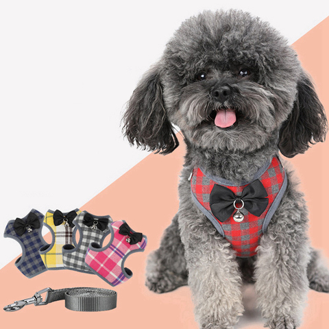 Small Dog Harness and Leash Set Pet Cat Vest Harness with Bow Tie Mesh Padded Leads for Small Puppy Dogs Chihuahua Yorkie Pug ► Photo 1/6