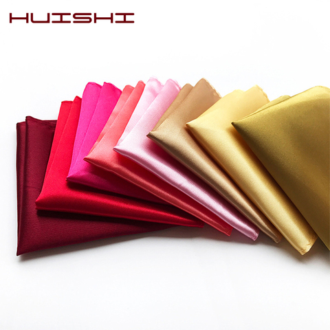 HUISHI Solid Color Vintage Fashion Men Pocket Square Party High Quality Men's Handkerchief Groomsmen Men Hanky Wedding Business ► Photo 1/6