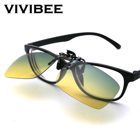 VIVIBEE Day and Night Clip on Polarized Men Sunglasses Green Yellow Lens Driving Aviation Clips Sun Glasses Women Oculos ► Photo 1/6