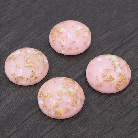 20mm 10pcs/Lot New Fashion Pink Color Built-in metal foil Flat back Resin Cabochons Cameo-V6-09 ► Photo 1/2