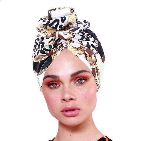 Pastoral Floral Print Turban Women National Wind Muslim Hat Bandana Chemotherapy Hat Sleep Caps Beanies Headwrap Fashion Casual ► Photo 1/6