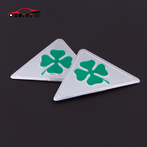 Metal stickers are suitable for Alfa Romeo modified four-leaf clover leaf plate logo side marking GM exterior decoration. ► Photo 1/6