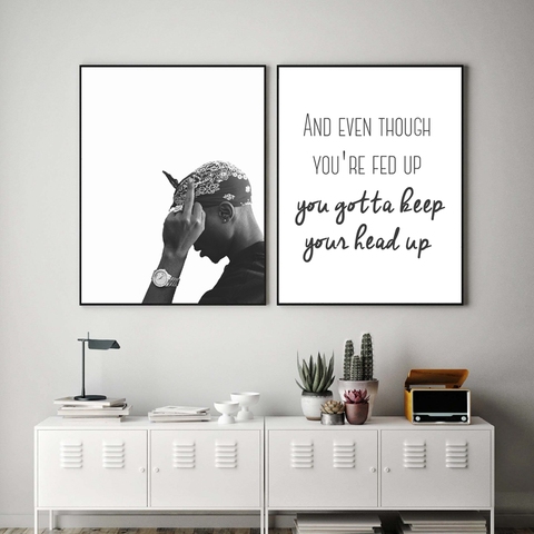 Tupac Shakur Black White Photography Canvas Art Prints Rap Poster Modern Hip Hop Music Lyrics Wall Pictures Living Room Decor ► Photo 1/6