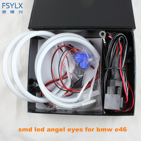 Ultra bright 4*131mm 3014 SMD LED Angel Eyes for BMW E39 E46 E38 E36 projector led headlight halo ring kit white for bmw e39 E46 ► Photo 1/6