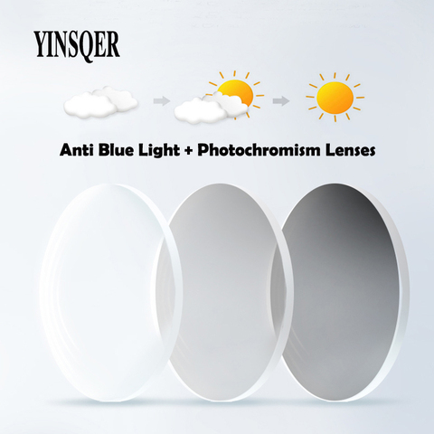 Resin Photochromic Lens With Diopters Colored Prescription Sunglasses Myopia Lenses For Eyes Anti Blue Light Lenses New YINSQER ► Photo 1/6