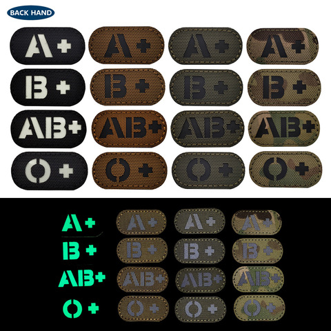 Blood Type Infrared IR Patches A B AB O POS Positive Reversed CP Military Hook Loop Badge For Clothing Parches Ropa ► Photo 1/6