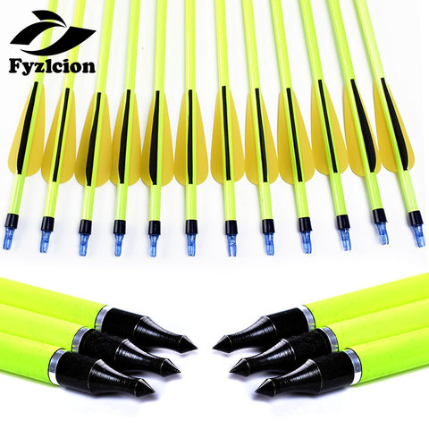 6/12/24pcs Hunting Archery 30inch Spine500 Yellow Shaft Carbon Arrow Replaceable Arrow Bolts For Recurve/composite bow ► Photo 1/6