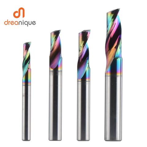 Dreanique 1pc 3.175 4 6 8mm CNC Single Flute Solid Tungsten Carbide Alloy End Mill, DLC Coating Milling Cutter for Aluminium ► Photo 1/6