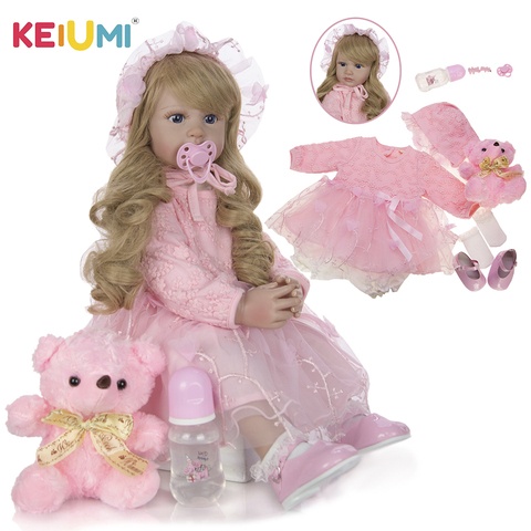 New Design KEIUMI Elegant Reborn Baby Girl Dolls 24'' 60 cm Princess Soft Vinyl Baby Reborn With Long Gold Curly Christmas Gifts ► Photo 1/6