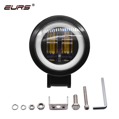 EURS 3inch LED Headlights DRL Angel eyes Spotlight Accessories headlamp 20W LED Motorcycle Spot 2000lm Halo Ring White Red Blue ► Photo 1/6