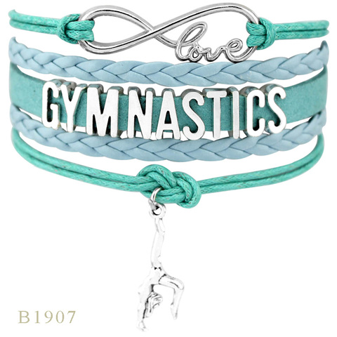 Infinity Love Gymnastics Fans Fashion Jewelry Best Gift for Gymnast Leather Men's Bracelets for Women ► Photo 1/6