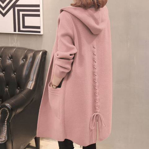 Plus Size Women's Hooded Cardigan Coat 2022 Autumn Winter Korean Loose Thicken Warm Lady Mid-Length Knitted Tops 5XL Pull Femme ► Photo 1/6