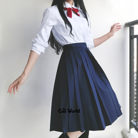 Japanese Solid Colors Girl's Women's High Waist Pleated Skirts Long Dress For JK School Uniform Students Cloths ► Photo 1/6