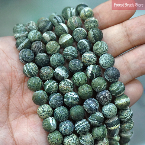 Matte Green Zebra Jaspers Natural Stone Loose Beads Diy Bracelet Earrings Accessories for Jewelry Making 15