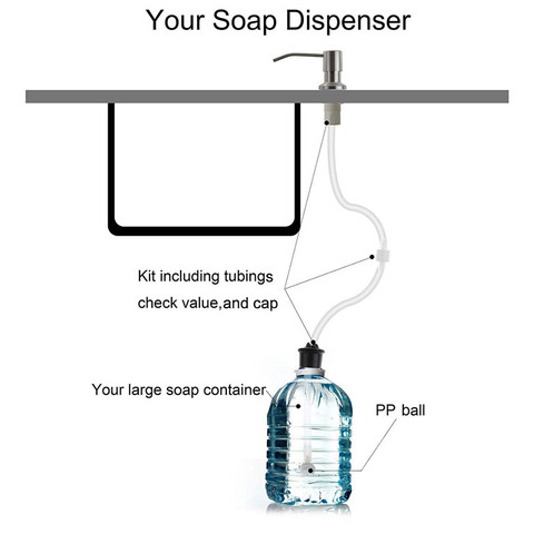 LIUYUE Liquid Soap Dispenser Black Kitchen Sink ABS Plastic Built In Lotion Pump Extension Tube For Bathroom/Kitchen Dispenser ► Photo 1/6